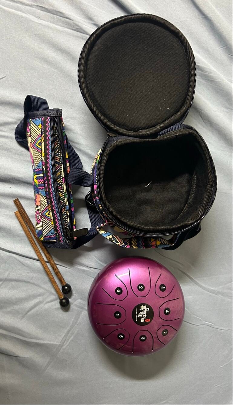Mini Steel Tongue Drum Kit Pink Purple Metallic Percussion Mallets Bag (ALP1)